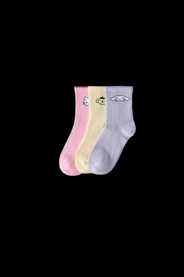 Zara THREE-PACK OF HELLO KITTY AND FRIENDS © SANRIO MID-CALF SOCKS - Multicolored - Image 0