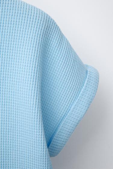 WAFFLE-KNIT T-SHIRT AND BERMUDA SHORTS CO-ORD - Mid-blue by Zara - Image 3