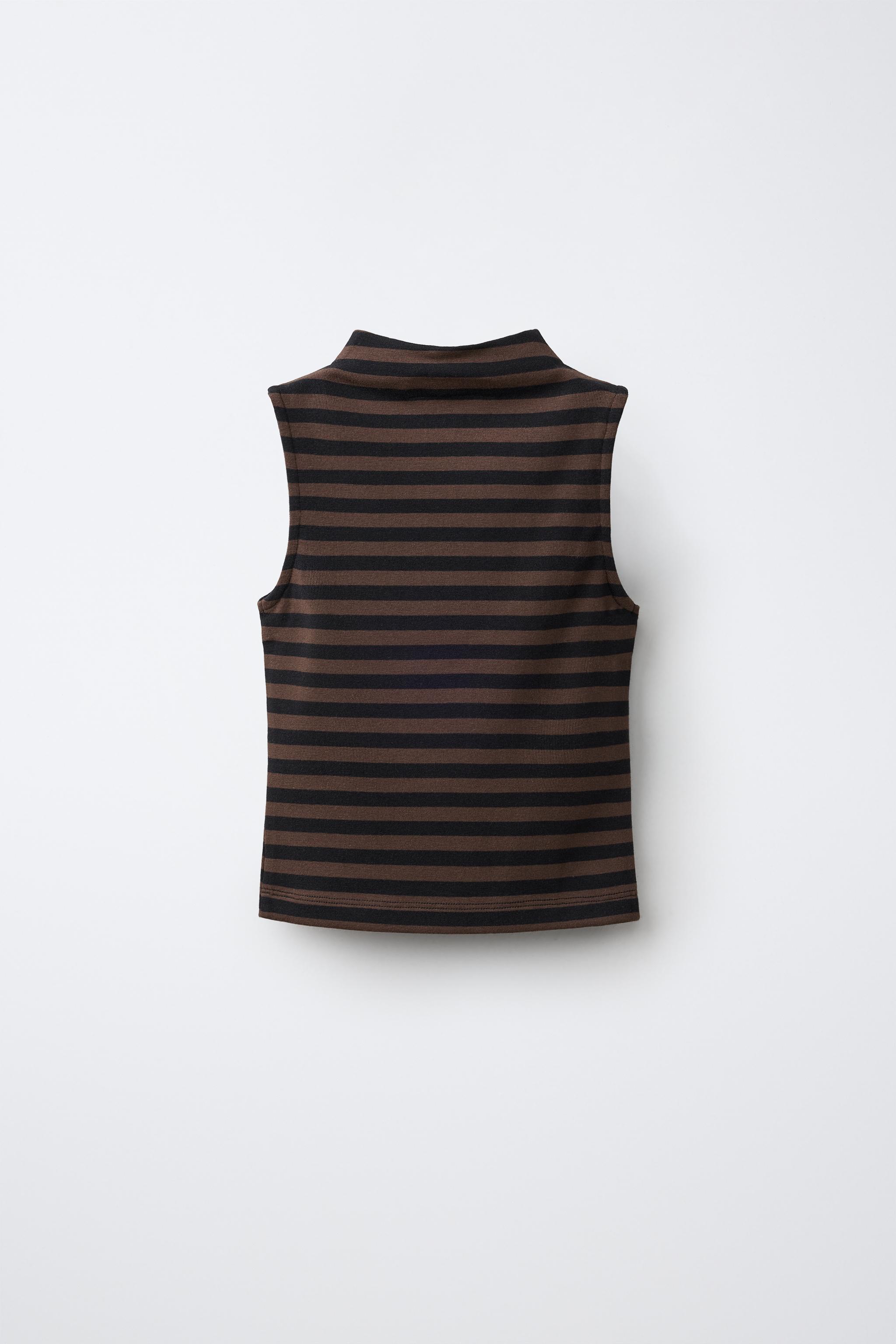 COTTON MODAL SLEEVELESS TOP — Striped