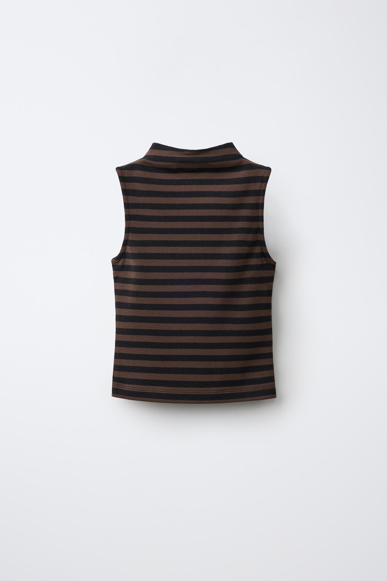 COTTON MODAL SLEEVELESS TOP — Striped