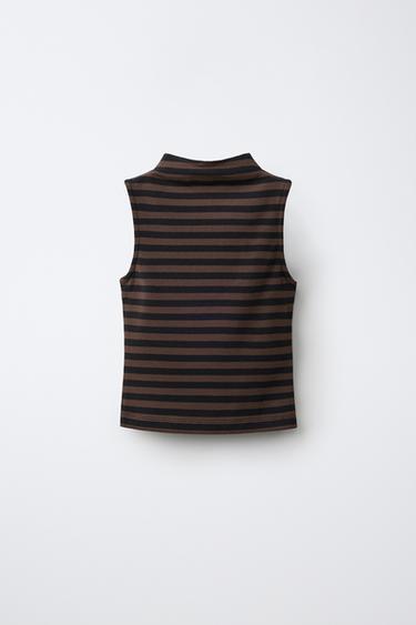 COTTON MODAL SLEEVELESS TOP — Striped 2