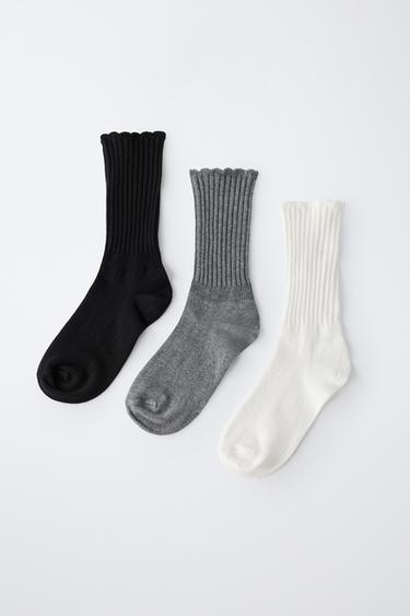 3-PACK OF MID-CALF TERRY SOCKS - Black / White by Zara