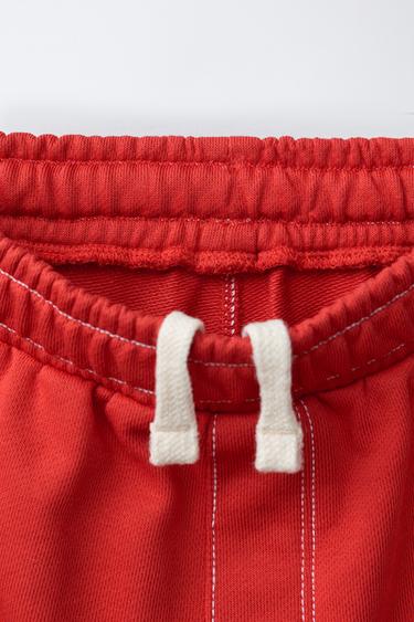 TOPSTITCHED PLUSH T-SHIRT AND BERMUDA SHORTS SET - Red by Zara - Image 6
