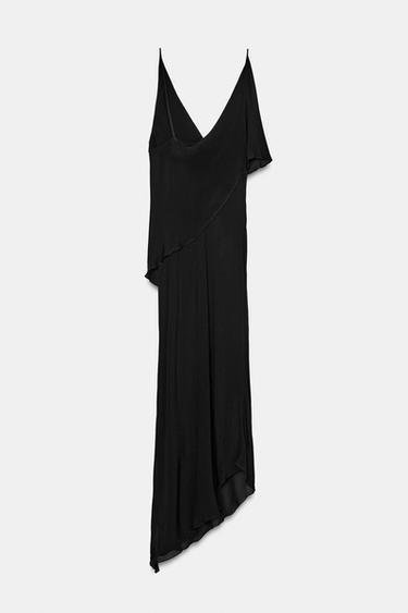 ZW COLLECTION ASYMMETRIC MIDI DRESS - Black by Zara - Image 7