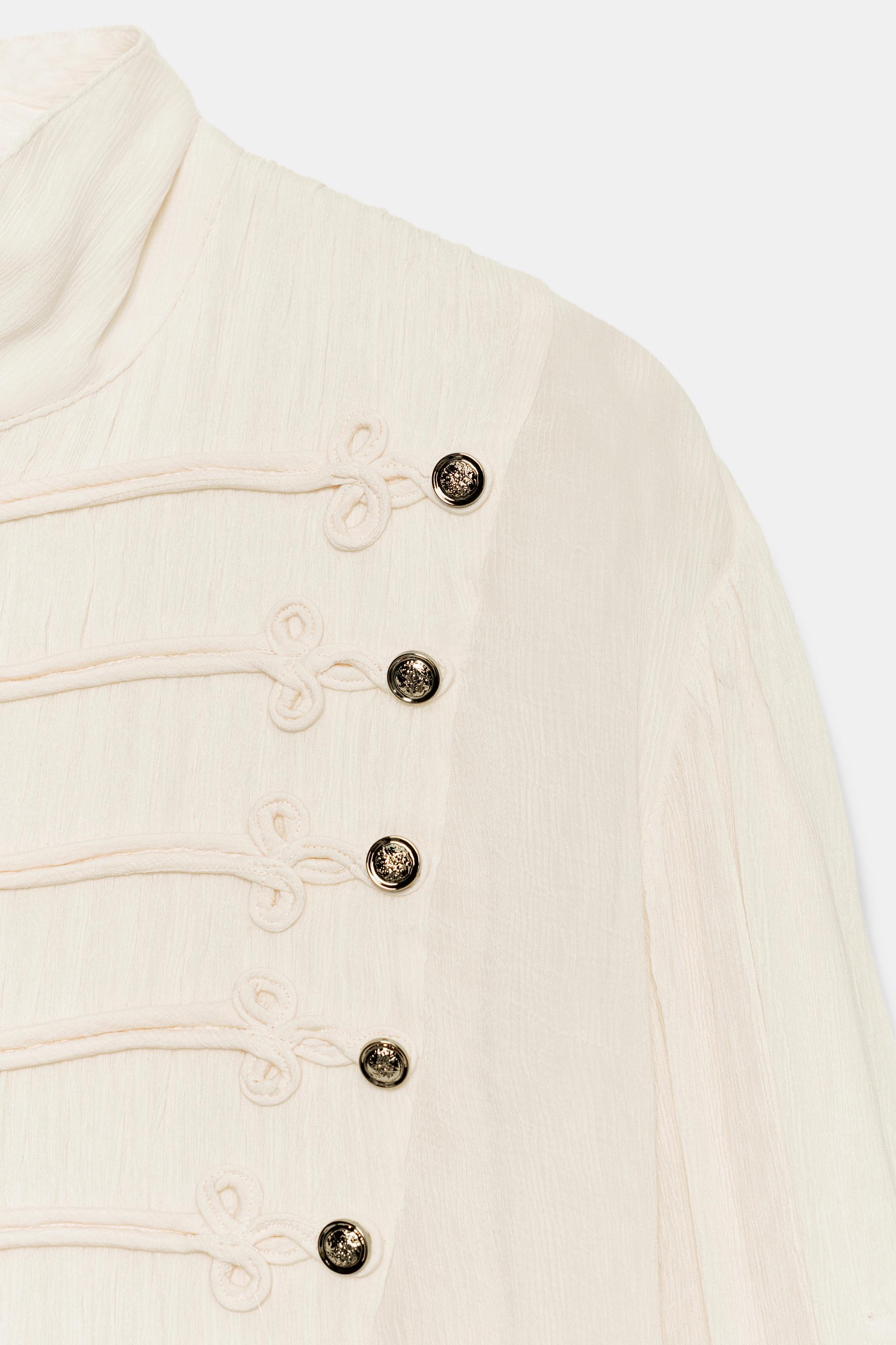 Zara ZW COLLECTION ROMANTIC FROG FASTENING SHIRT — фото 4