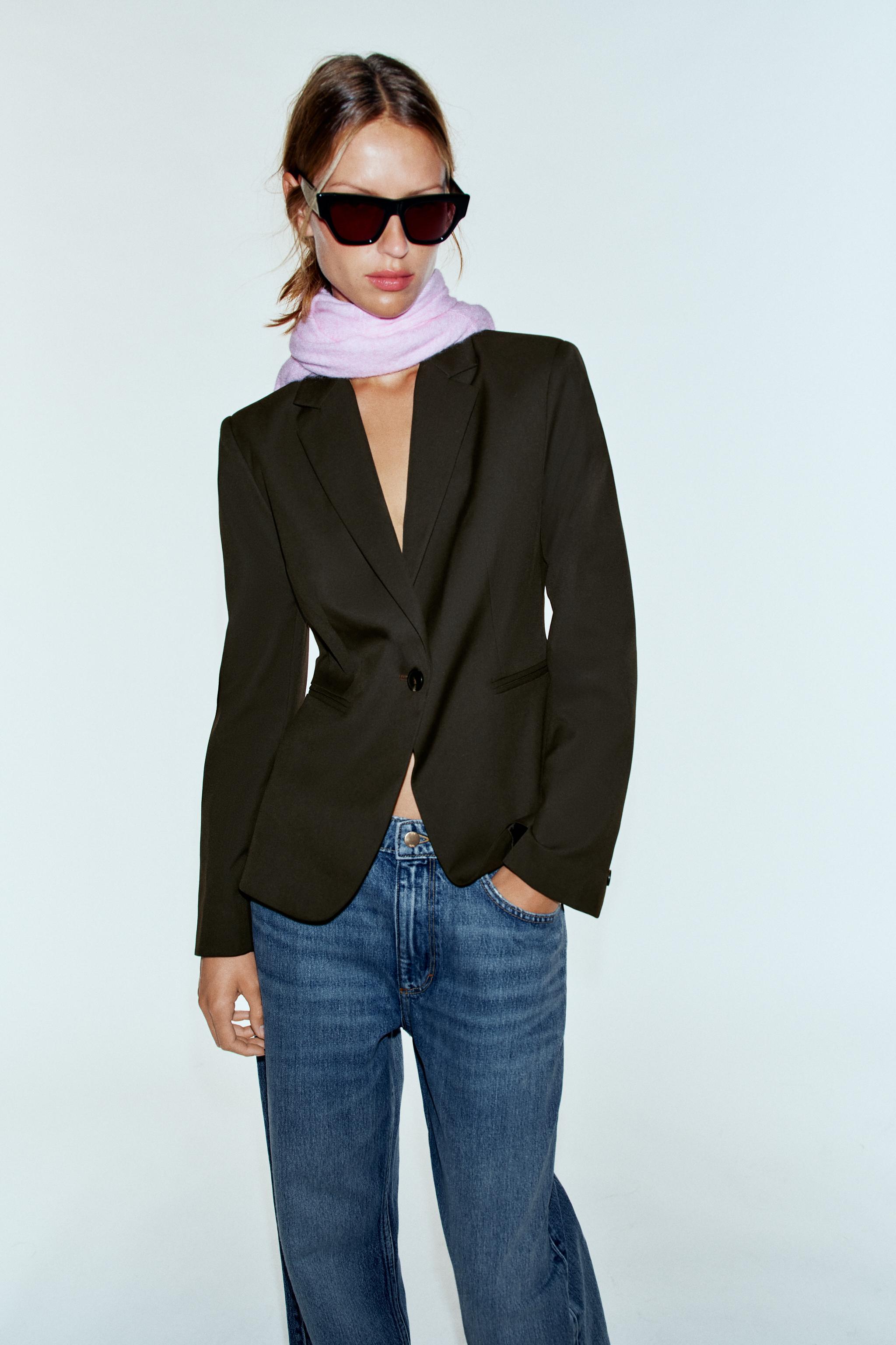 Fitted Shoulder-Pad Blazer by Zara