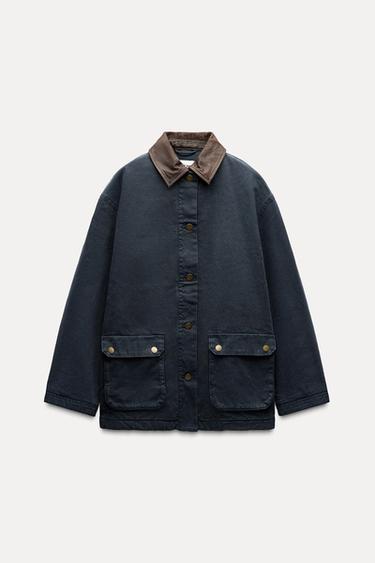 CONTRAST COLLAR JACKET ZW COLLECTION - Blue by Zara