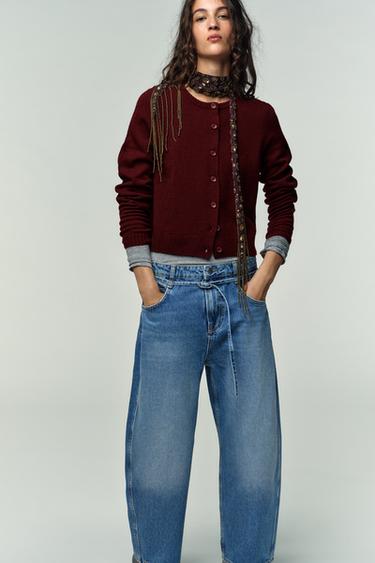 JEANS Z1975 BARREL HALFHOGE TAILLE - Middenblauw van Zara