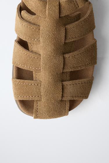 LEATHER BAREFOOT CAGE SANDALS - Dark tan by Zara - Image 6