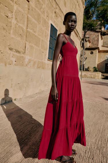 LONG STRAPPY DRESS - Raspberry by Zara - Image 3