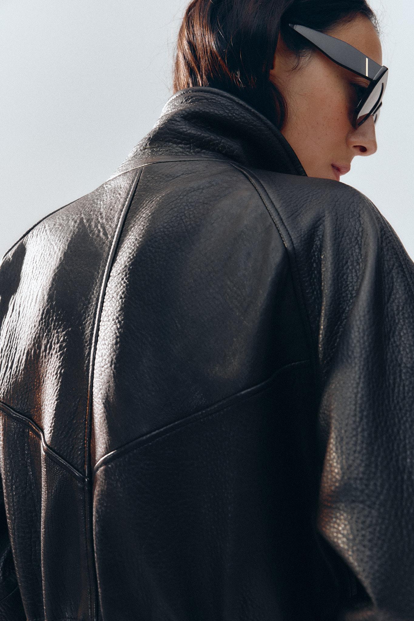 LEATHER JACKET WITH ADJUSTABLE WAIST - Black | ZARA South Africa