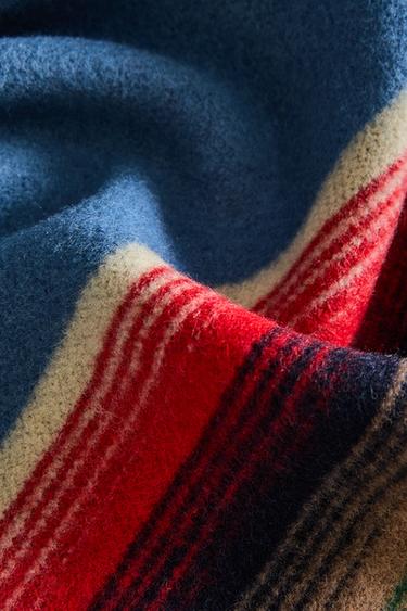 PLAID LAINE BANDE RAYURES MULTICOLORES - Bleu chiné de Zara - Image 3
