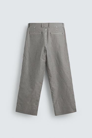 PANTALON RAYURES COTON-LIN - Bleu marine de Zara - Image 6