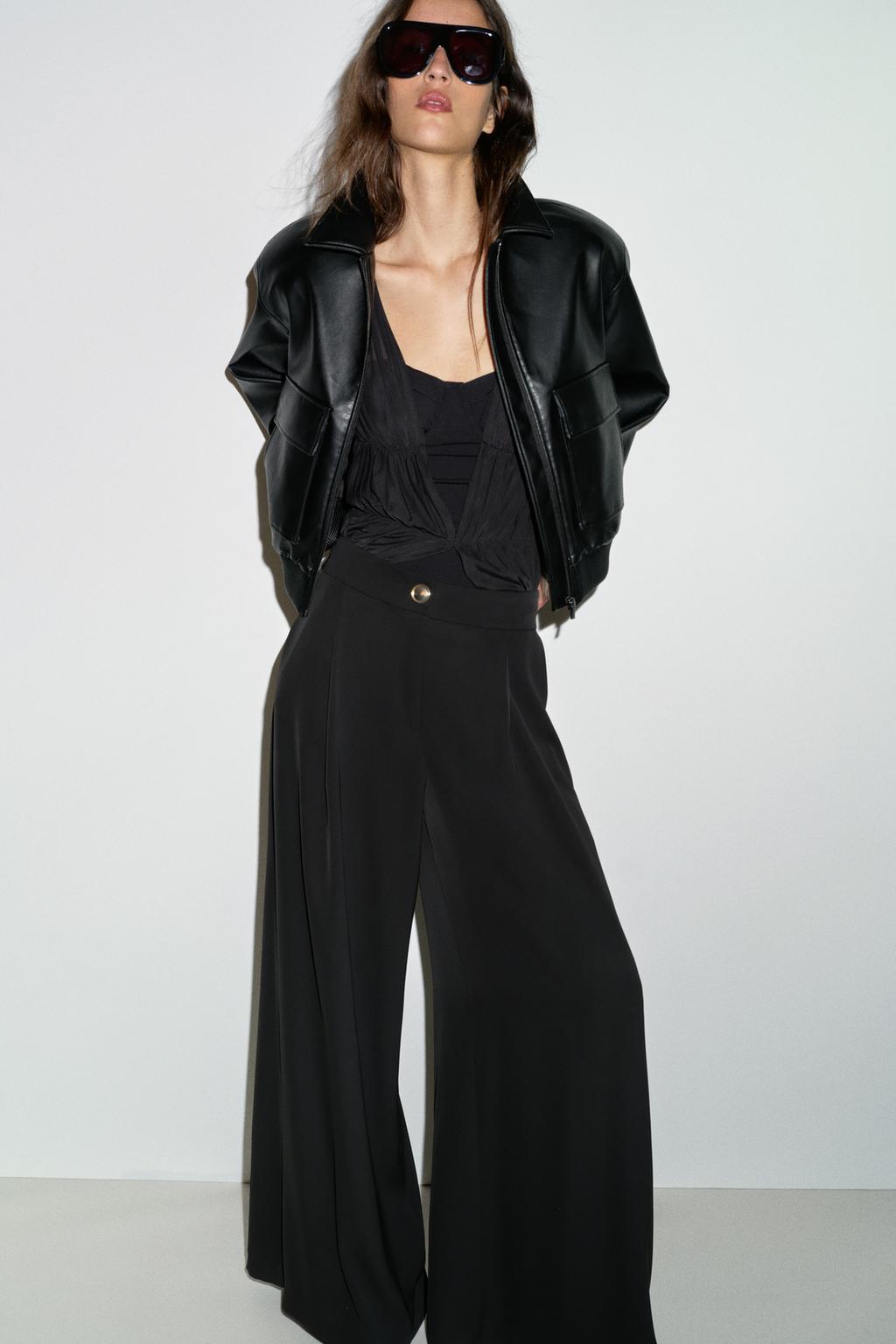 FAUX LEATHER BOMBER JACKET WITH SHOULDER PADS - image 2