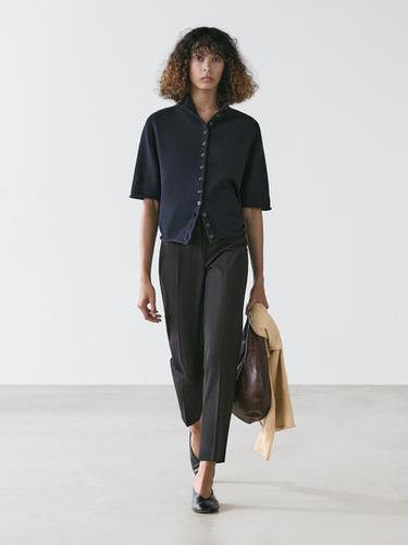 Zara Knit cardigan with elbow-length sleeves - Dark navy