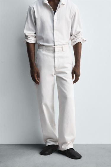 PANTALÓN CHINO DENIM LIMITED EDITION - Blanco roto de Zara