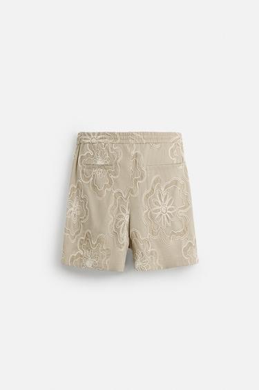 EMBOSSED EMBROIDERED BERMUDA SHORTS - Sand by Zara - Image 6