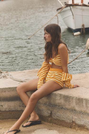 STRIPED KNIT SHORTS - Orange / Yellow by Zara - Image 4