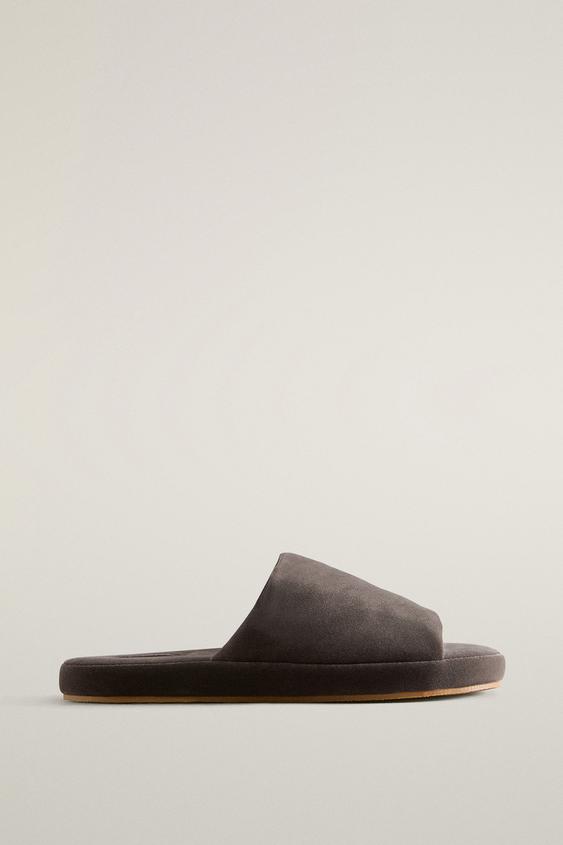 VELOURS FLATFORM SLIPPERS - Bruin van Zara - Afbeelding 0