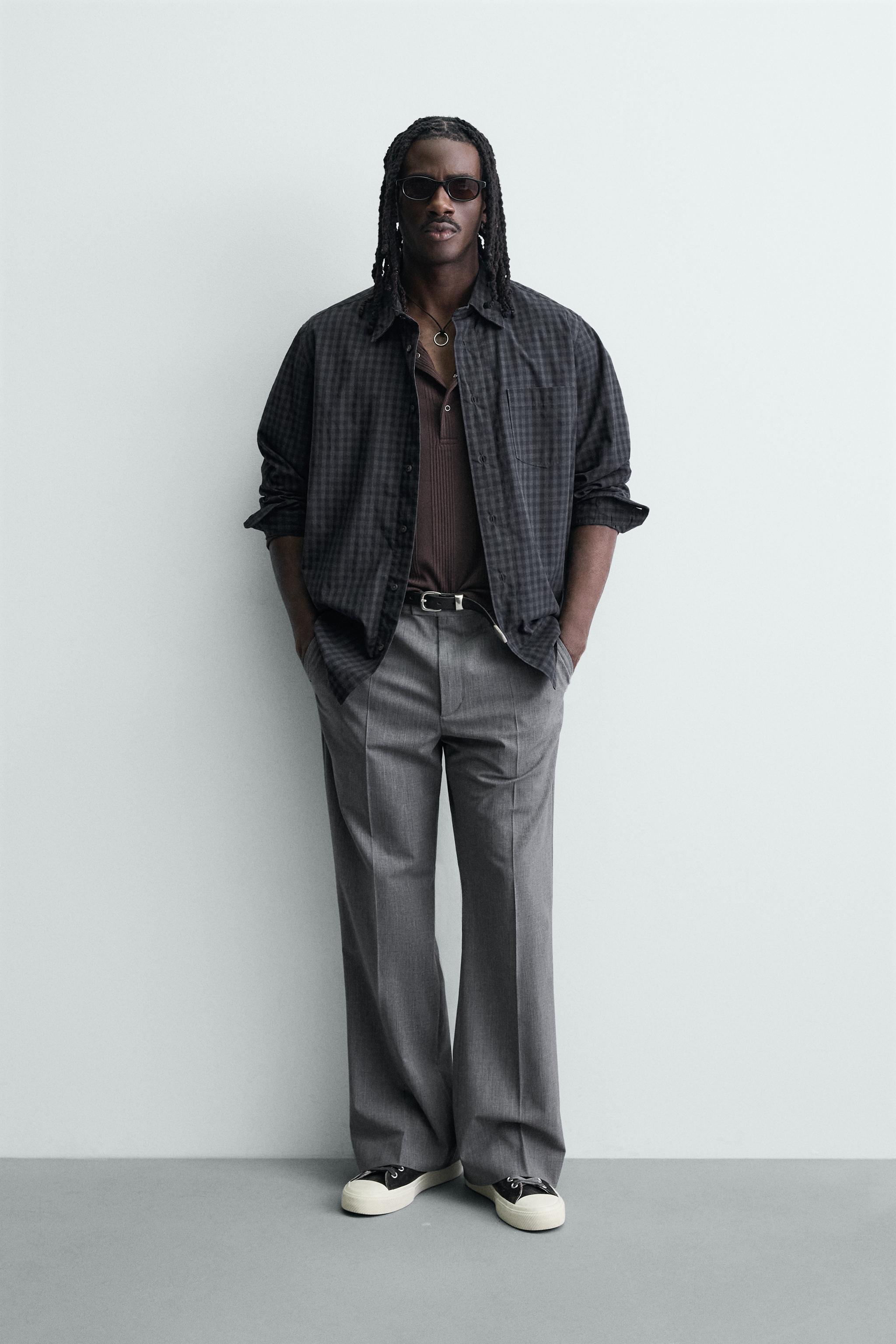 CAMISA RELAXED FIT XADREZ - Azul / Cinza | ZARA Brasil