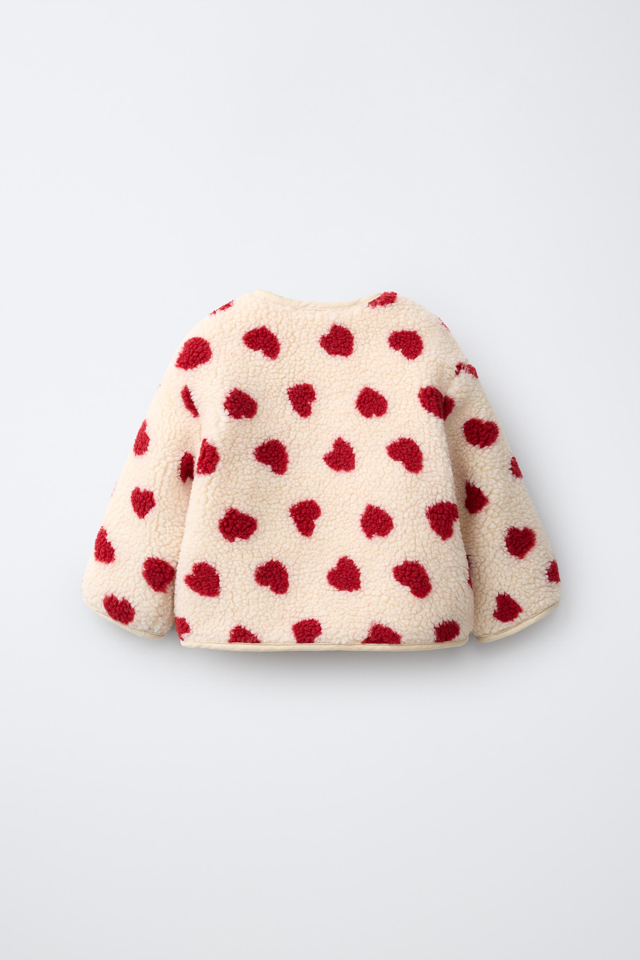 HEART PRINT FAUX SHEARLING JACKET
