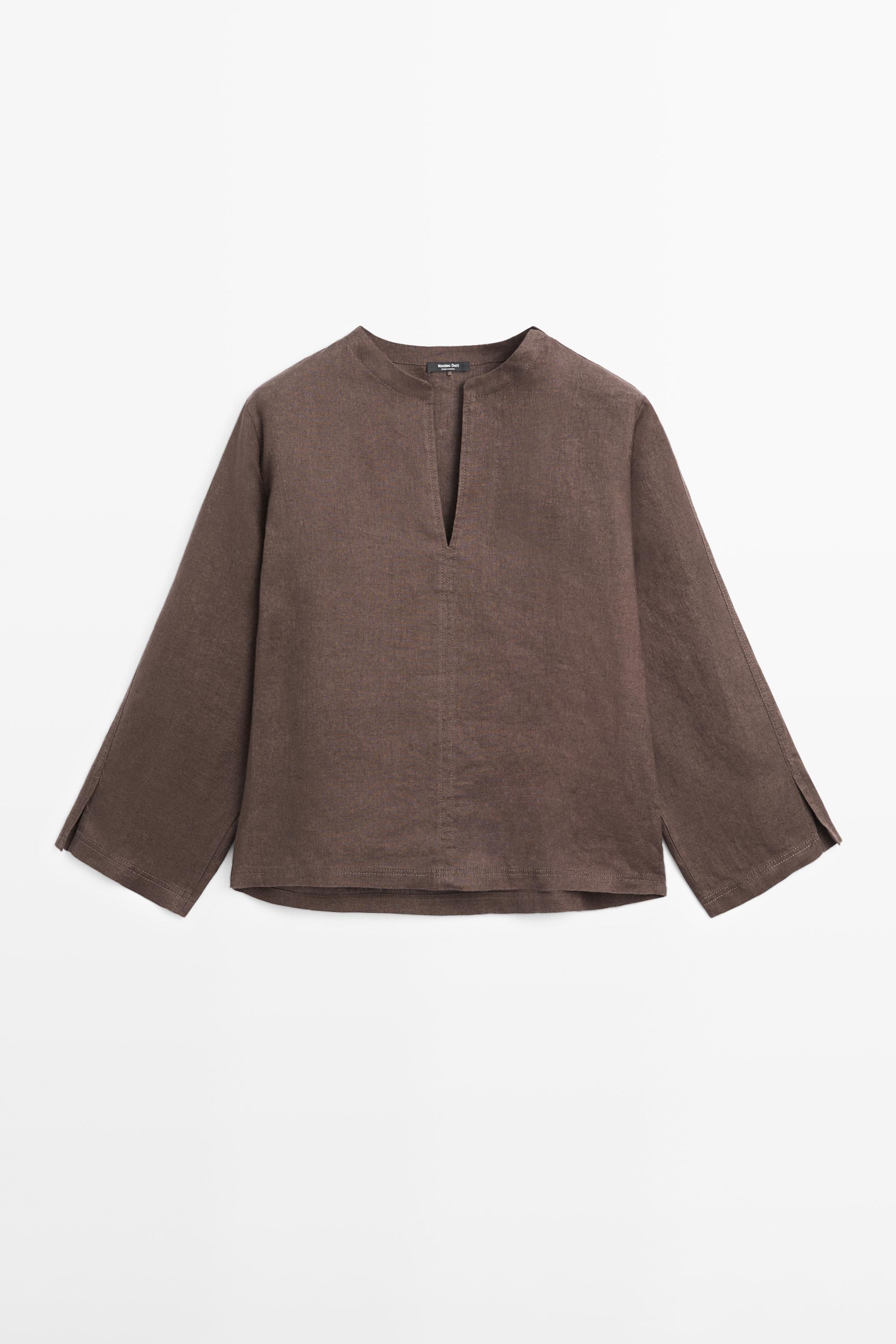Blouse surpiquée 100 % lin