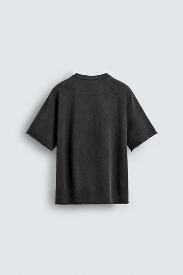 SWEAT DÉLAVÉ À IMPRIMÉ EN CONTRASTE - Noir de Zara - Image 7