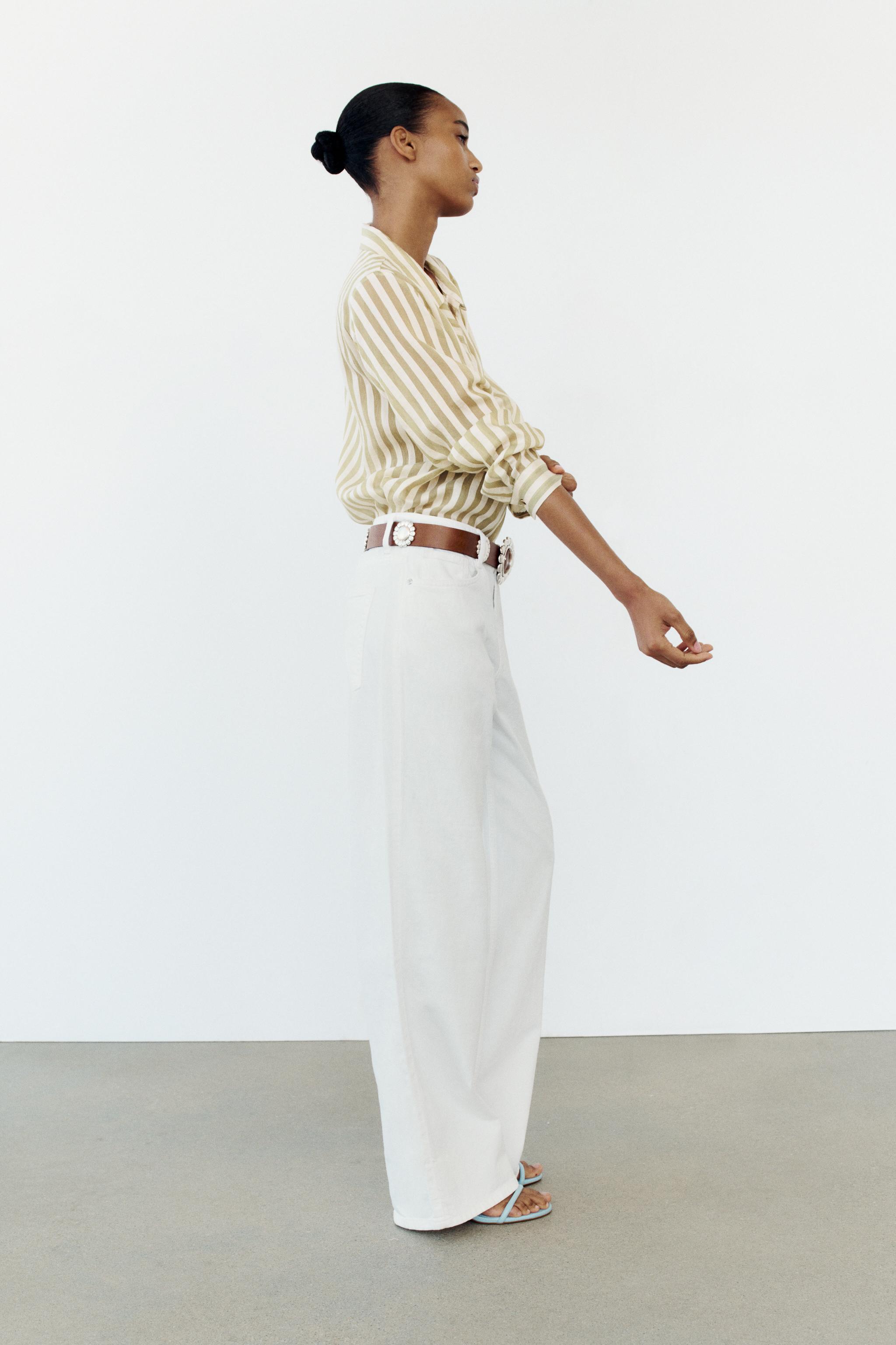 ファッション 通販 Ecru - SHIRT STRIPED FLOWY / States United ZARA | Green トップス