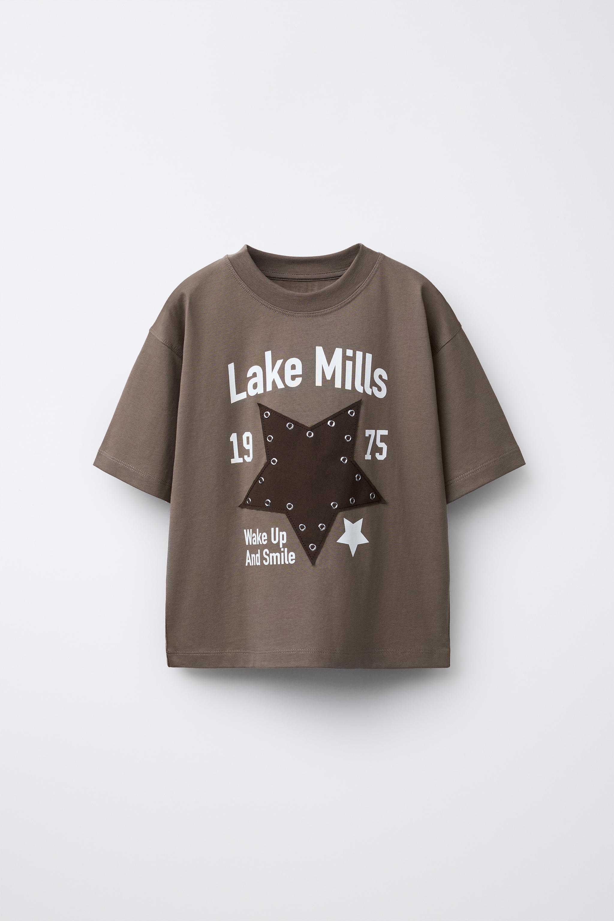 ハトメ付きスターTシャツ - ブラウン | ZARA Japan / 日本