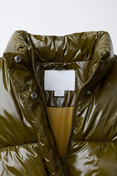 BLOUSON MATELASSÉ FINITION BRILLANTE - Vert olive de Zara - Image 6