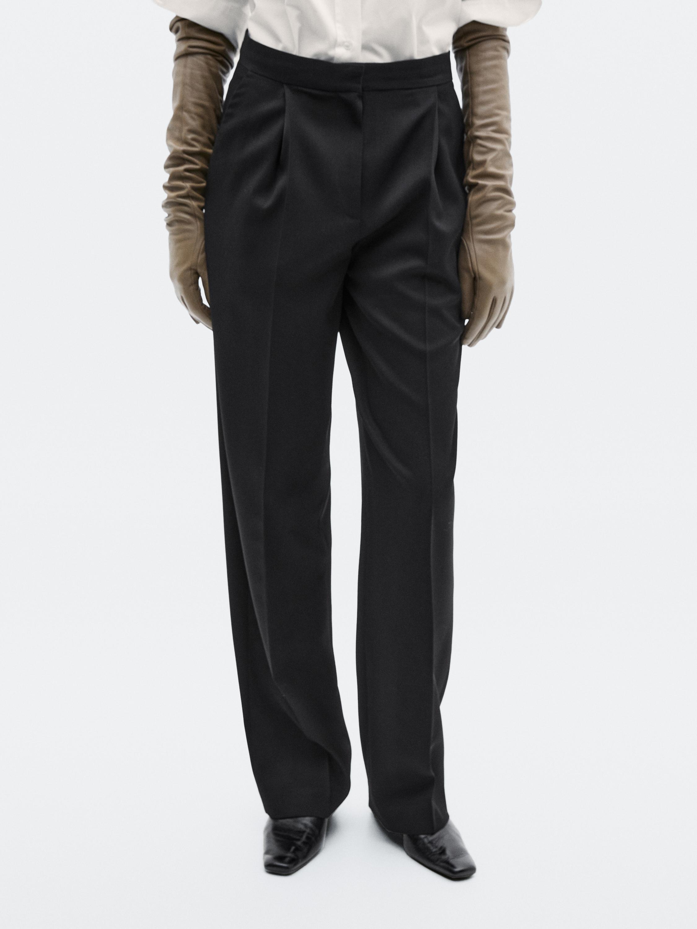 100% wool wide-leg trousers with dart - LIMITED