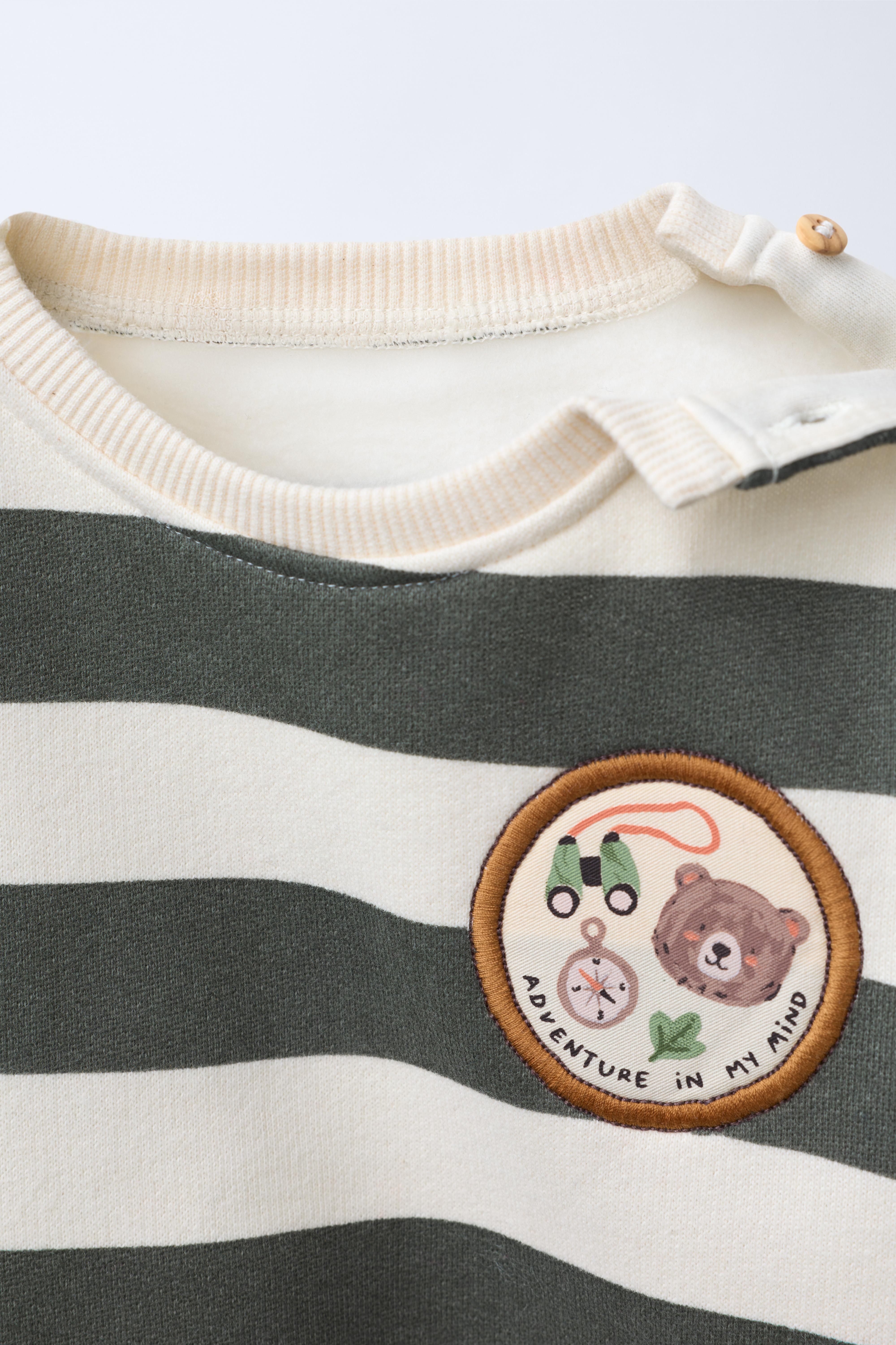 STRIPED BEAR PATCH SWEATSHIRT