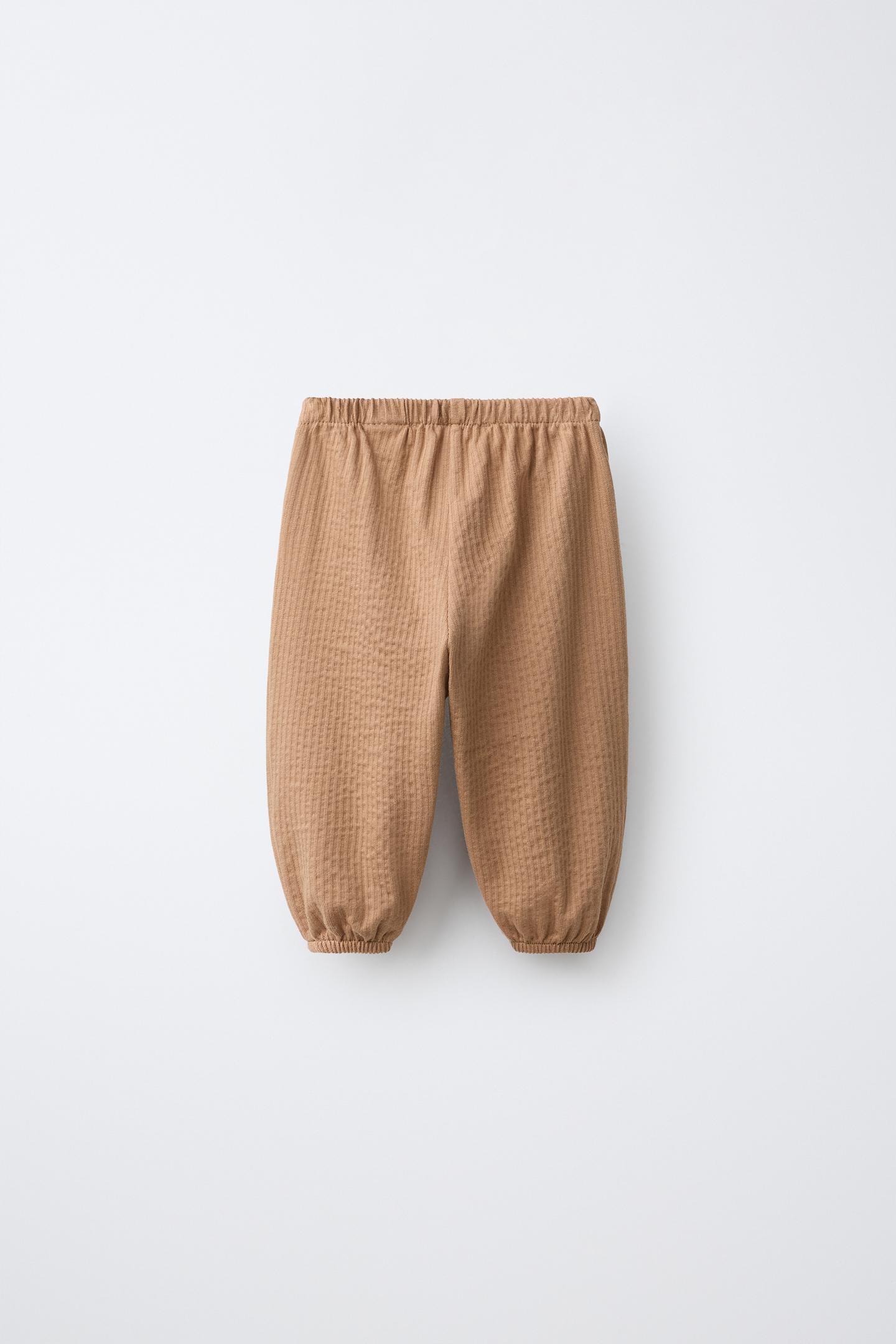 Детские брюки Zara Solid Textured Trousers, цвет: Коричневый — фото 2