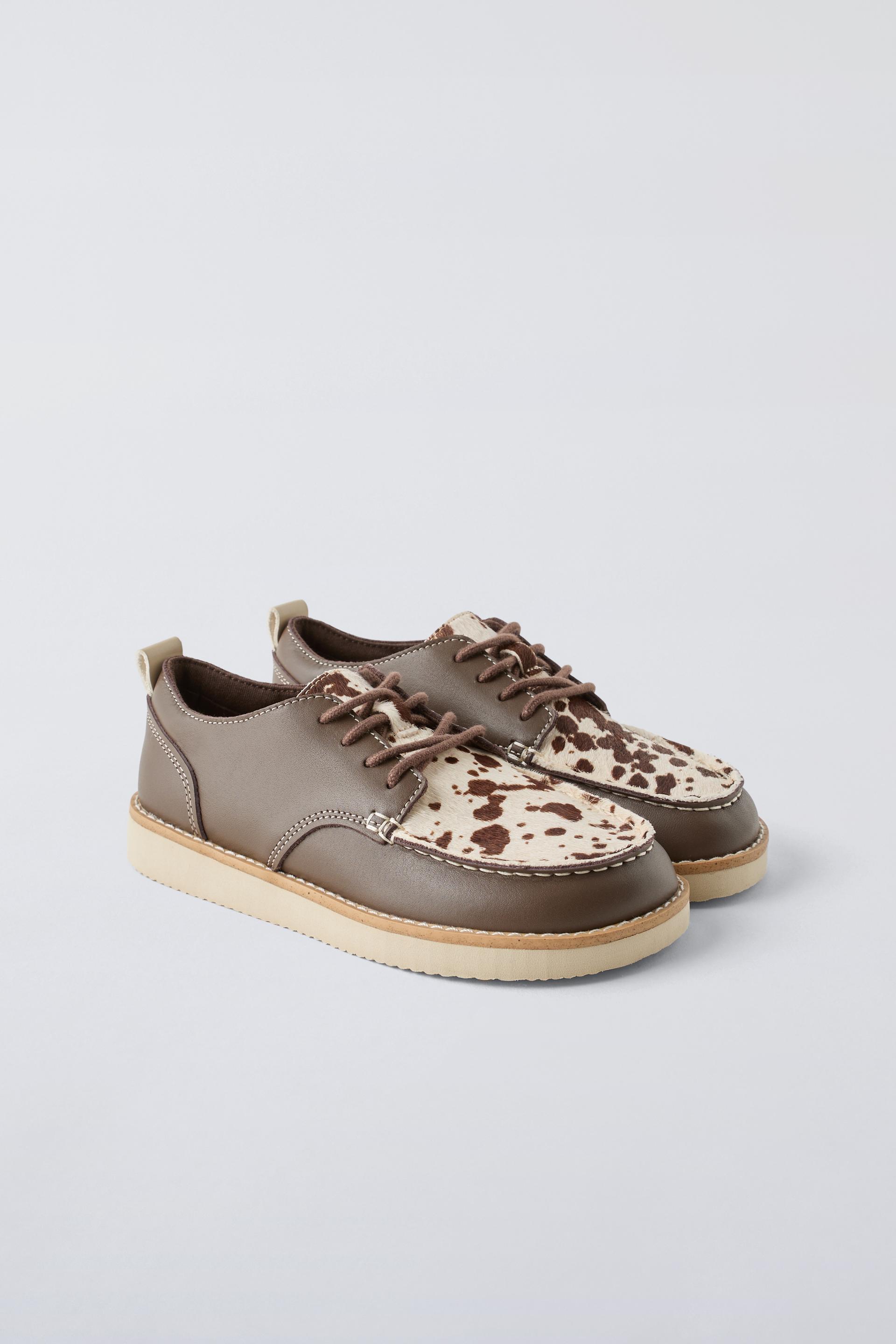 COWHIDE LEATHER SHOES - Brown | ZARA United States