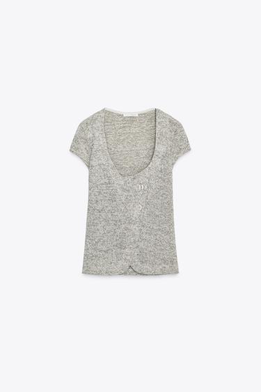 RUSTIC BUTTONED WAISTCOAT TOP - Green / Ecru by Zara - Image 4