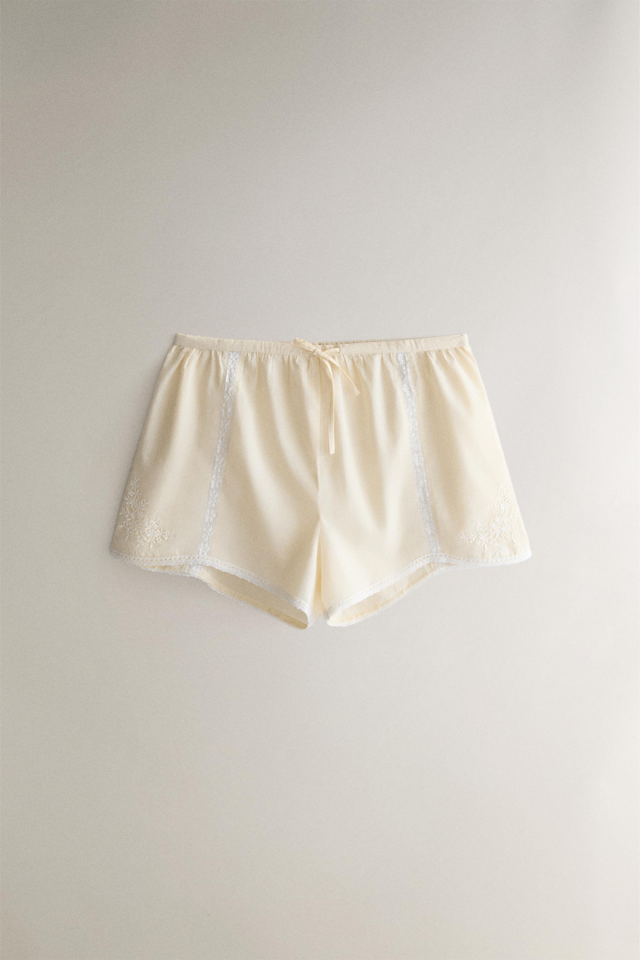 EMBROIDERED LACE COTTON SHORTS