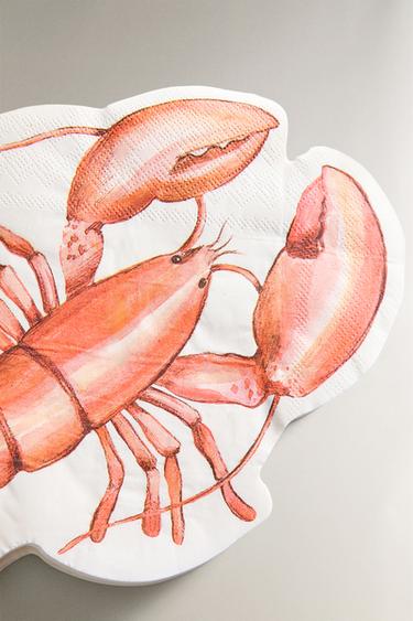 PACK OF 20 LOBSTER PAPER NAPKINS - Orange by Zara - Image 1