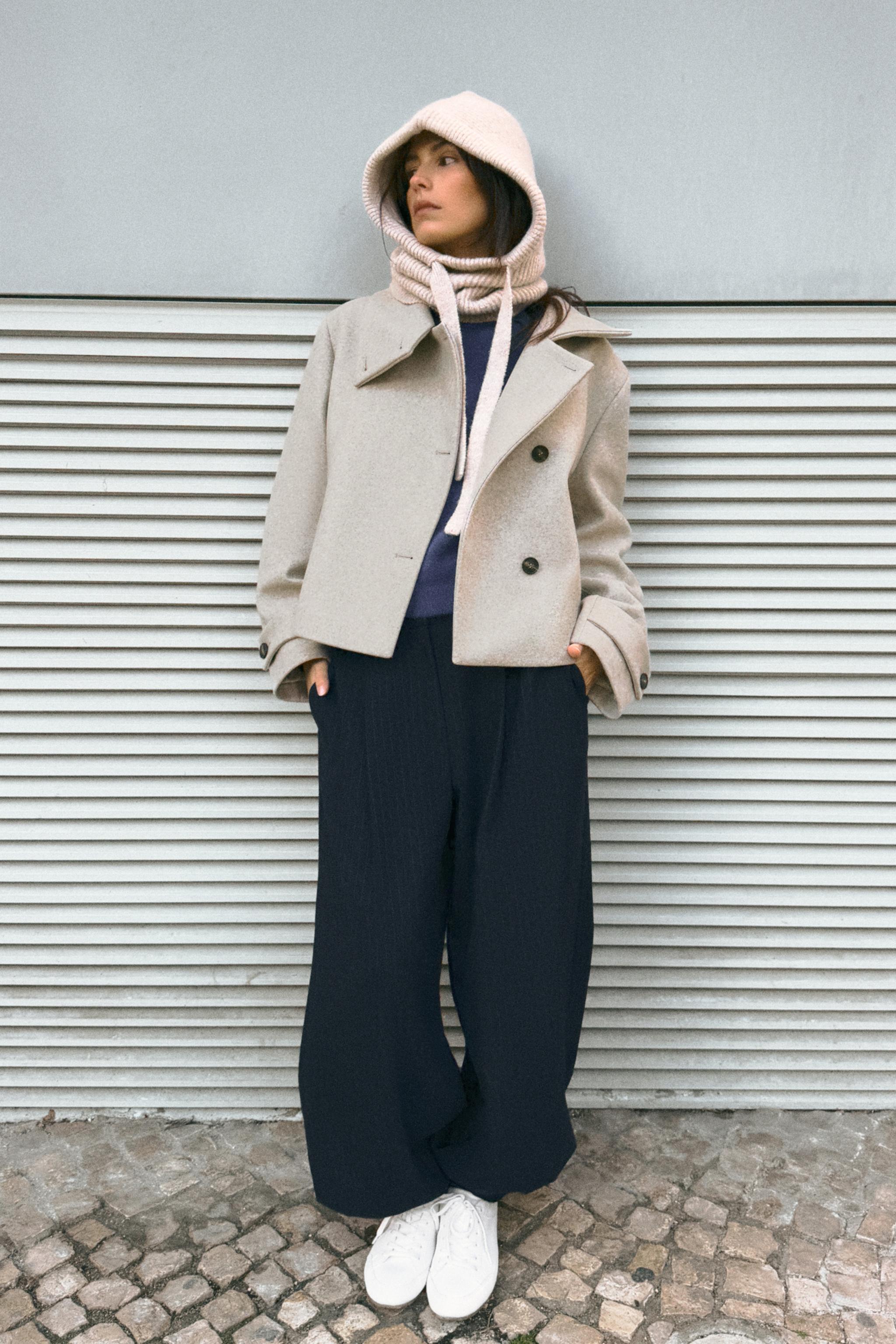 SHORT HIGH NECK COAT - Beige | ZARA United States