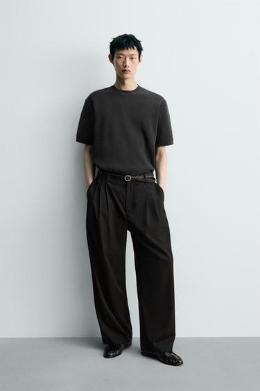 Zara 雪尼爾紋理T恤 - 灰色