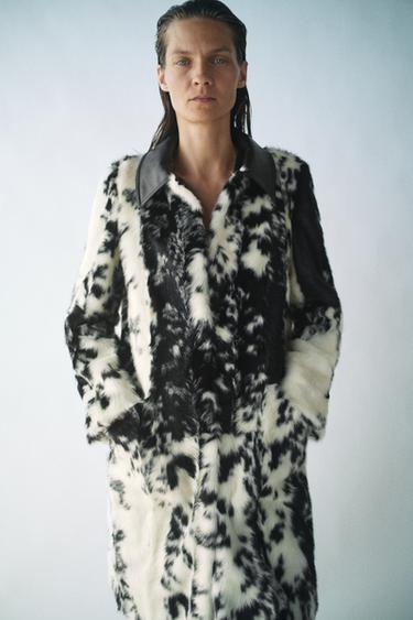 Zara ANIMAL PRINT COAT - THE ITEM ZARA WOMAN - Black / White