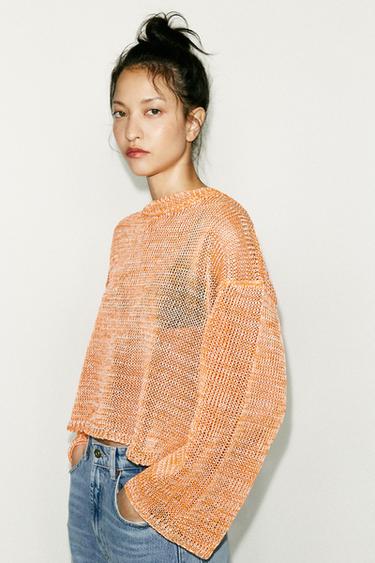 PULL EN MAILLE À RUBANS - Orange de Zara