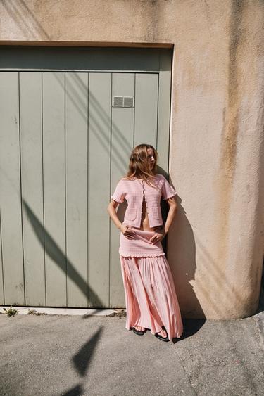 Zara COMBINED KNIT SKIRT - Pink - Image 0