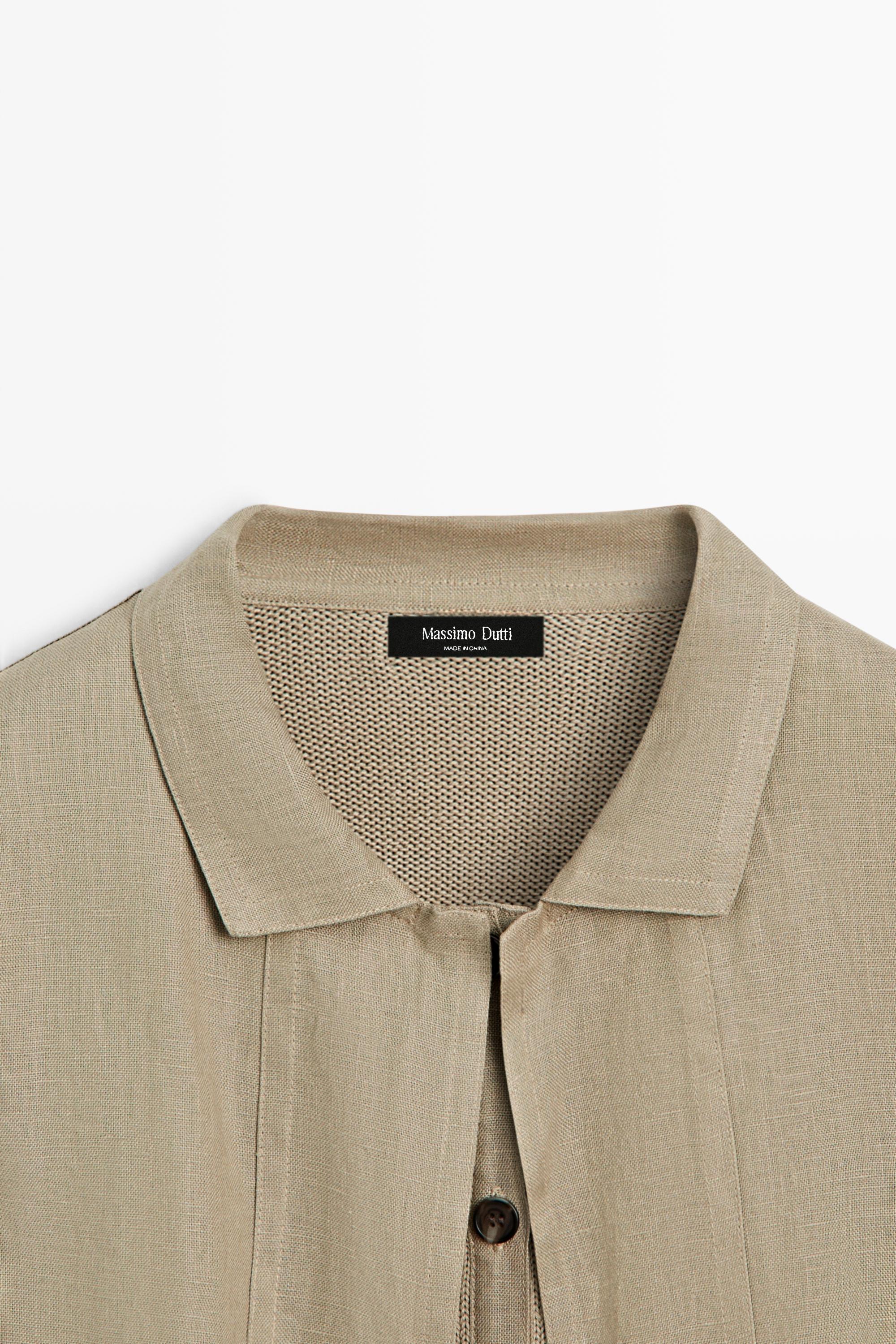 Cotton linen blend cardigan with pockets