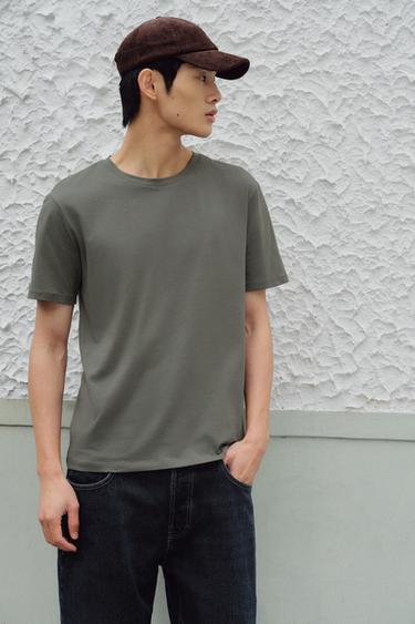 BASIC SLIM FIT T-SHIRT /01 - Greenish by Zara