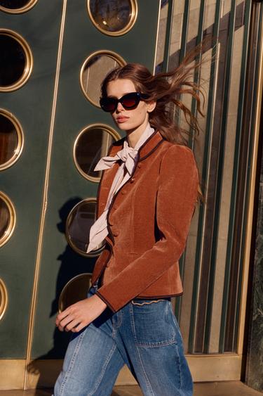 VESTE À LISERÉS EN CONTRASTE - Orange brûlé de Zara - Image 6