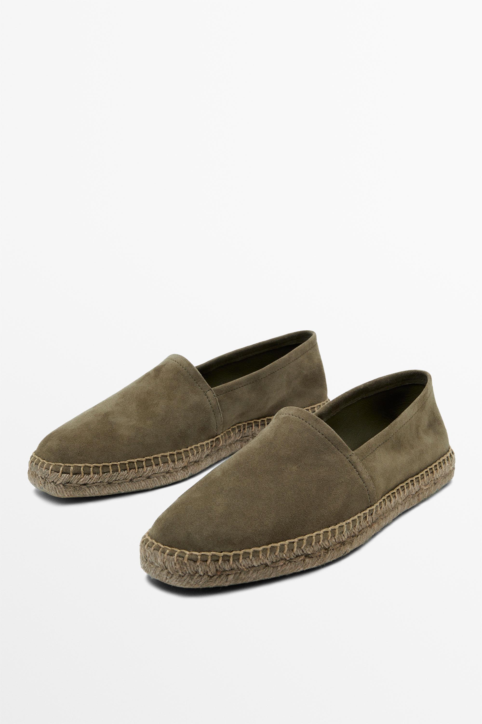 Leather espadrilles — Khaki Green