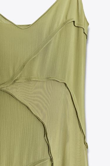 FLOWING COLOUR BLOCK DRESS - Mid-green by Zara - Image 7