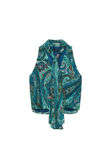 TOP ESTAMPADO COM LAÇO - Multicolor da Zara