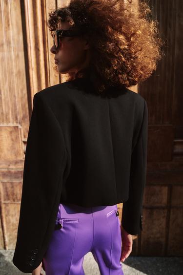 VESTE COURTE À ÉPAULETTES - Noir de Zara - Image 4