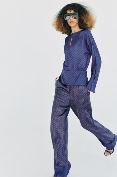 PANTALÓN SATINADO ESTAMPADO - Multicolor de Zara